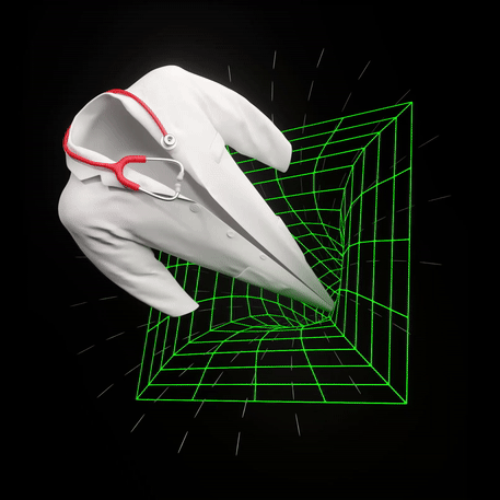 Animation of a doctor's robe and green net