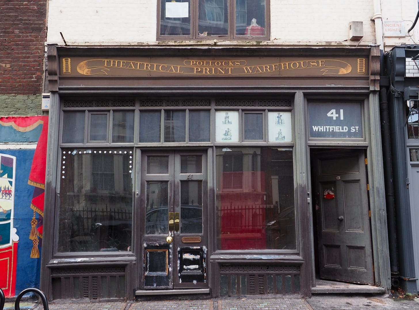 View from the street of an old shopfront.