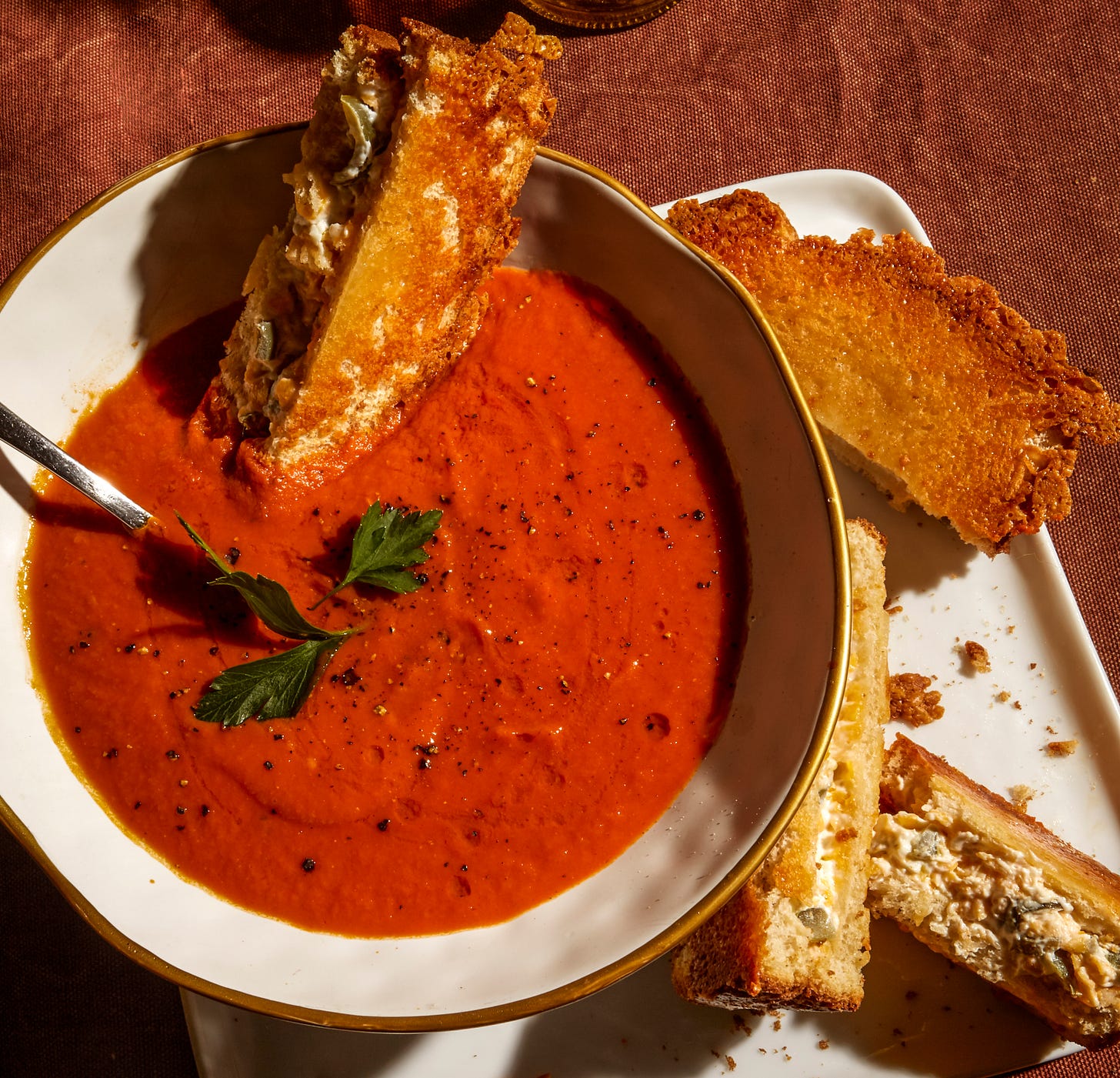 tomato soup in a bowl.