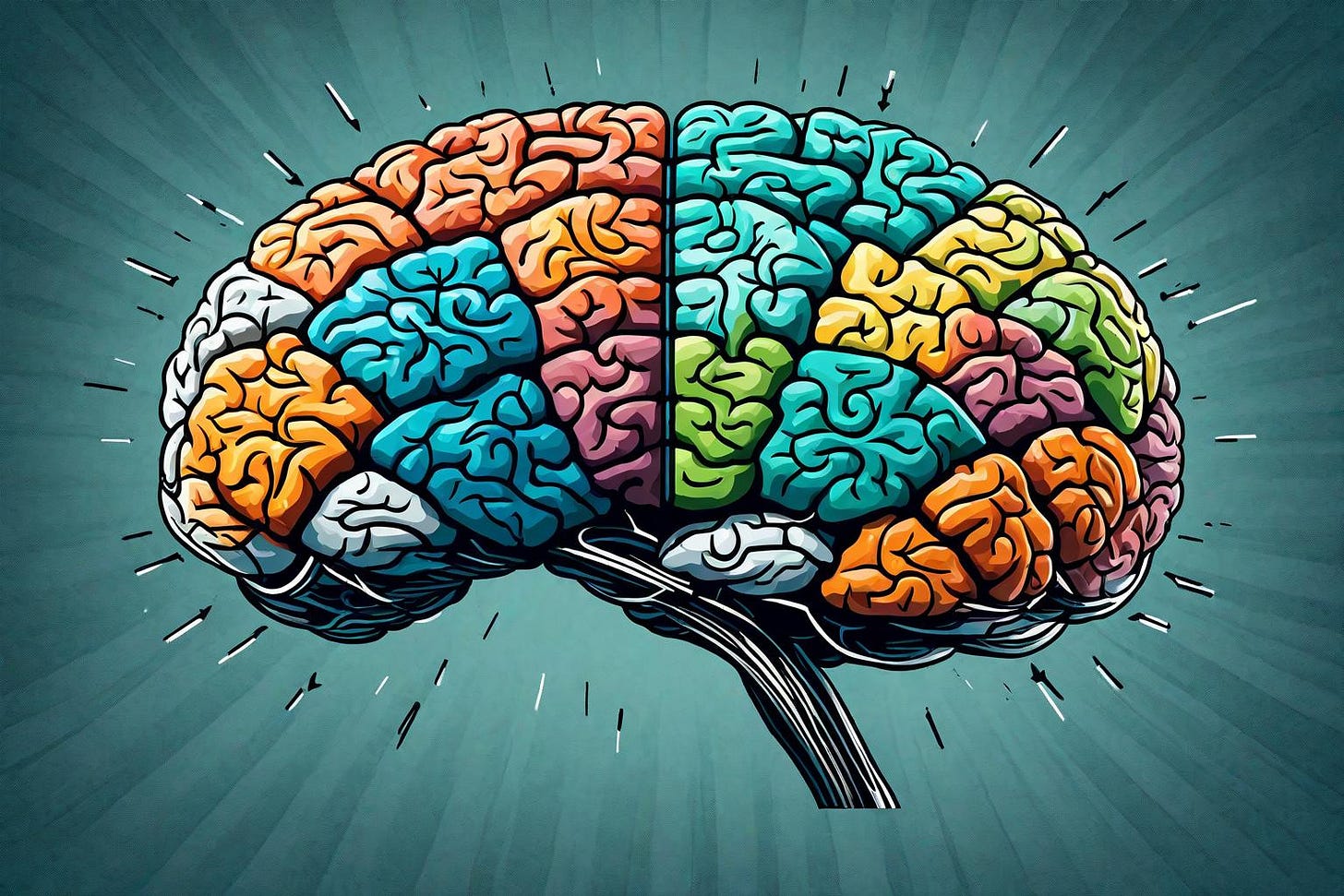 A brain divided into sections, with one side representing the rapid, fragmented information from short-form videos and the other representing the deeper, analytical thinking fostered by critical thinking.
