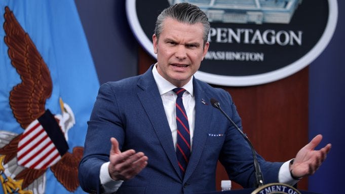 Pete Hegseth at podium