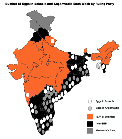 Here is India's latest “egg map”. Eggs in midday meals are ...
