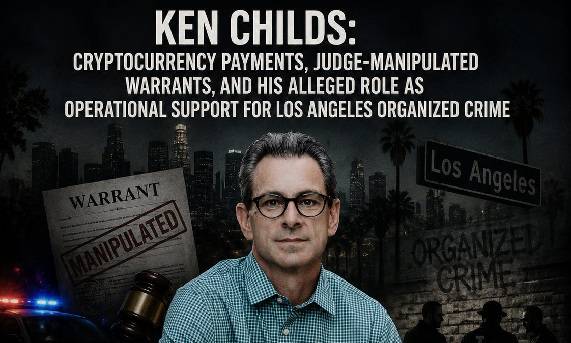 Ken Childs, Cryptocurrency Payments, Judge-Manipulated Warrants, and His Alleged Role as Operational Support for Los Angeles Organized Crime