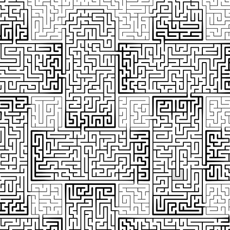 Samples of black-and-white art mazes
