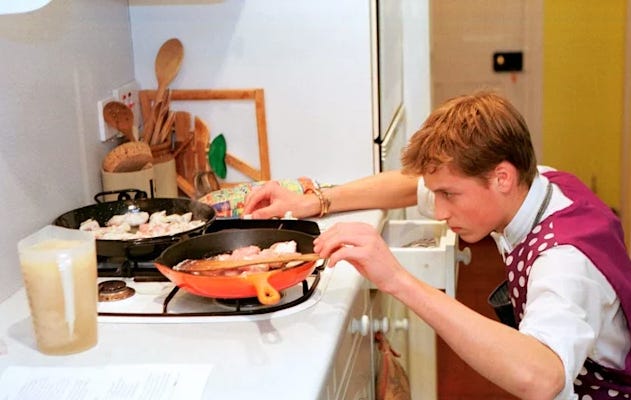 Prince William concentrating on cooking Prince William concentrating on cooking