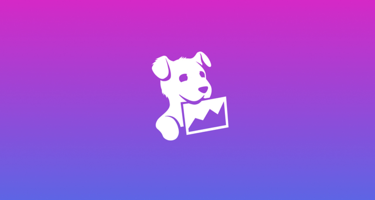 white datadog logo on a purple gradient background white datadog logo on a purple gradient background