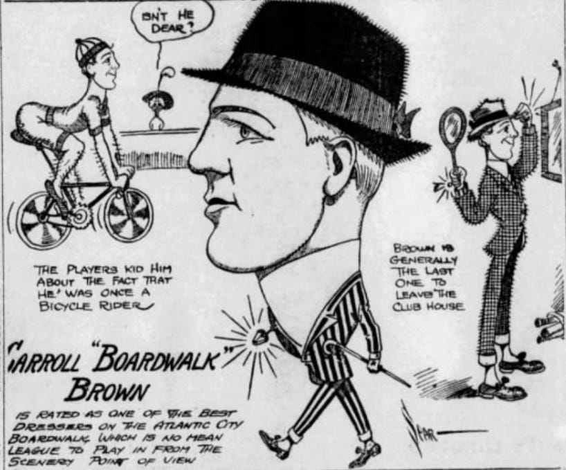 Caricature illustrations of the stylish Carroll Brown.