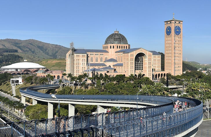 The basilica of the Basilica of Our Lady of Aparecida, in Brazil. wikimedia/CC BY SA 4.0