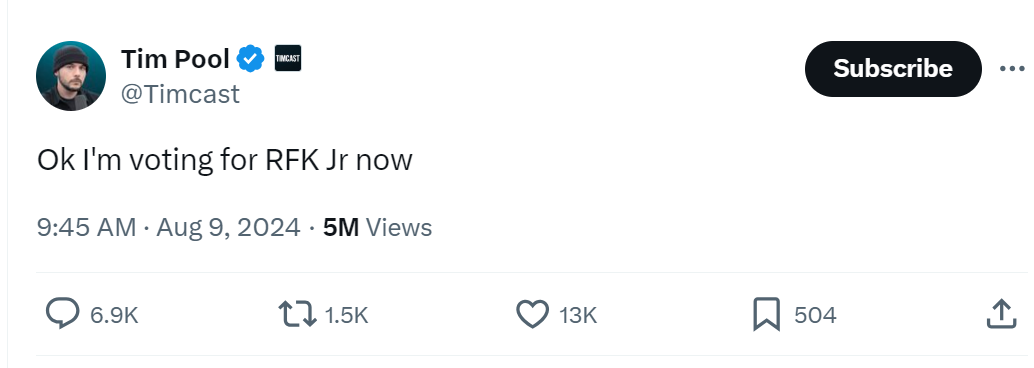 Ok I'm voting for RFK Jr now