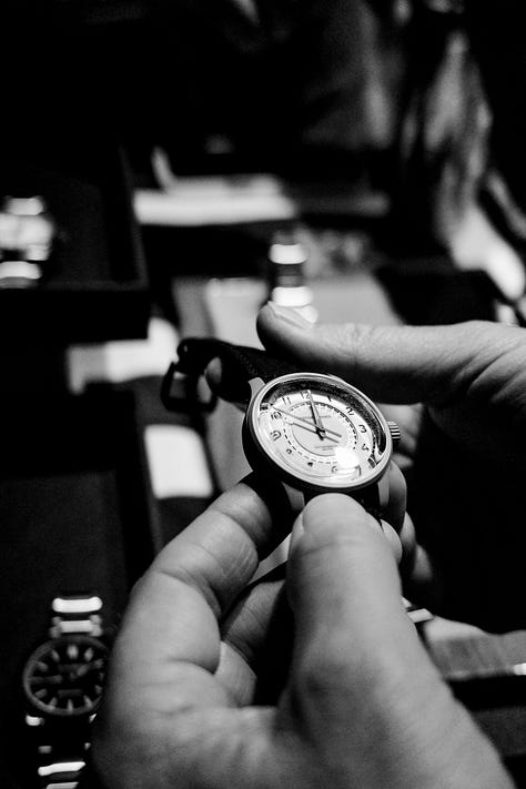 Watches on display at WindUp Chicago - Sunflowerman, Artefkt, Vortic, Citizen, Astor & Banks, Marathon, SpaceOne, and Benrus
