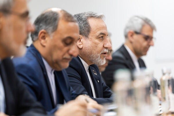 Iranian Foreign Minister Abbas Araghchi, speaks during a bilateral meeting between Switzerland and Iran, in Geneva, Switzerland, Feb. 17, 2026 (Cyril Zingaro/Keystone via AP, File) Iranian Foreign Minister Abbas Araghchi, speaks during a bilateral meeting between Switzerland and Iran, in Geneva, Switzerland, Feb. 17, 2026 (Cyril Zingaro/Keystone via AP, File)