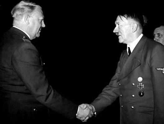Norwegian Nazi traitor Vidkun Quisling meets Adolf Hitler in Berlin 1942.  The surname Quisling no longer exist as a name, only as a word in the  English dictionary meaning "traitor". If you