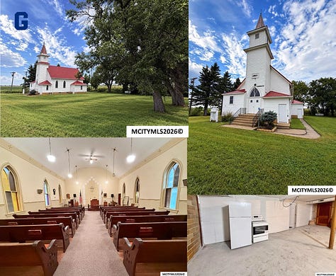 A bank, an office, and church.