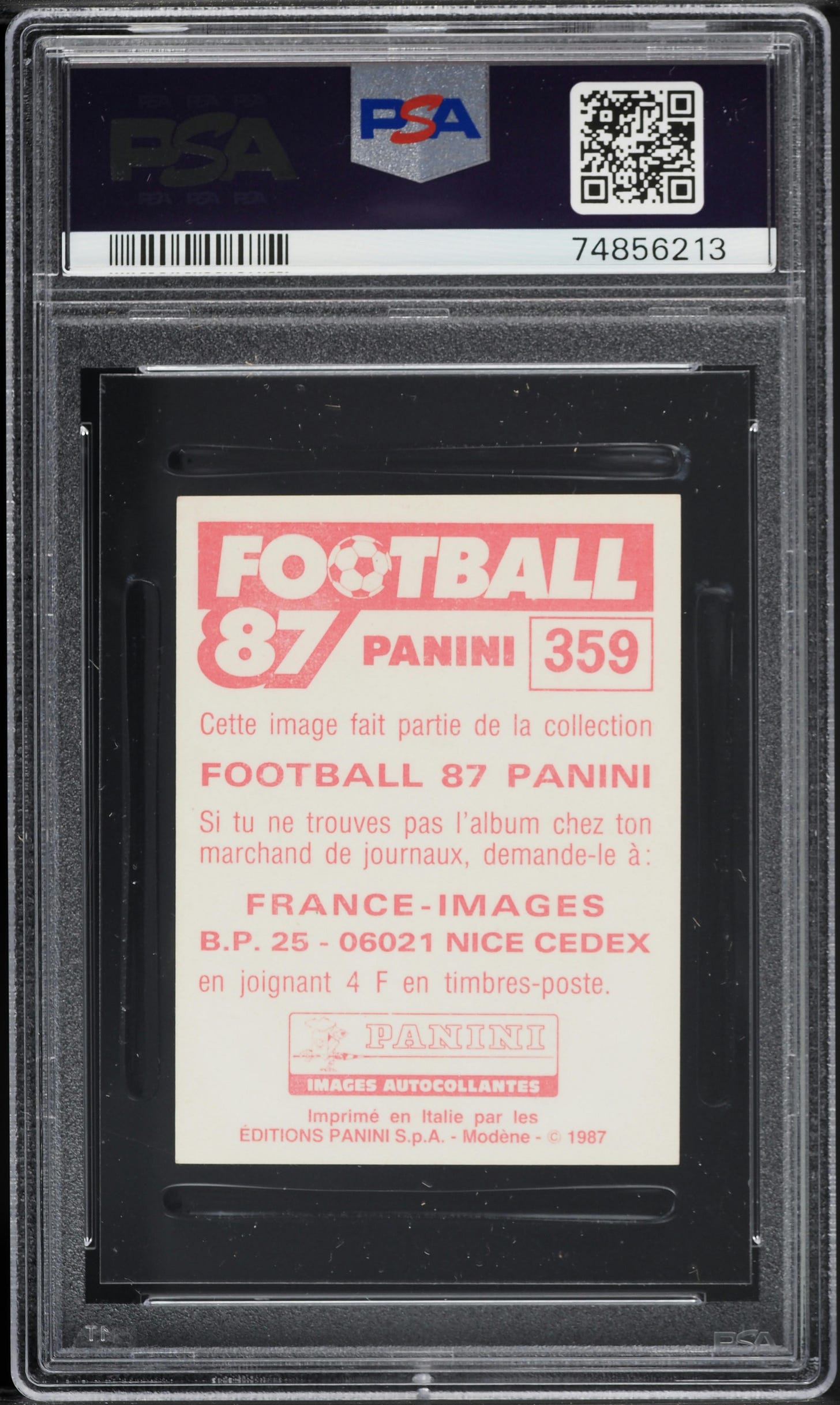 1986 Panini France Football 87 Red Abedi Ayew Pele ROOKIE #359 PSA 7 NRMT - Back