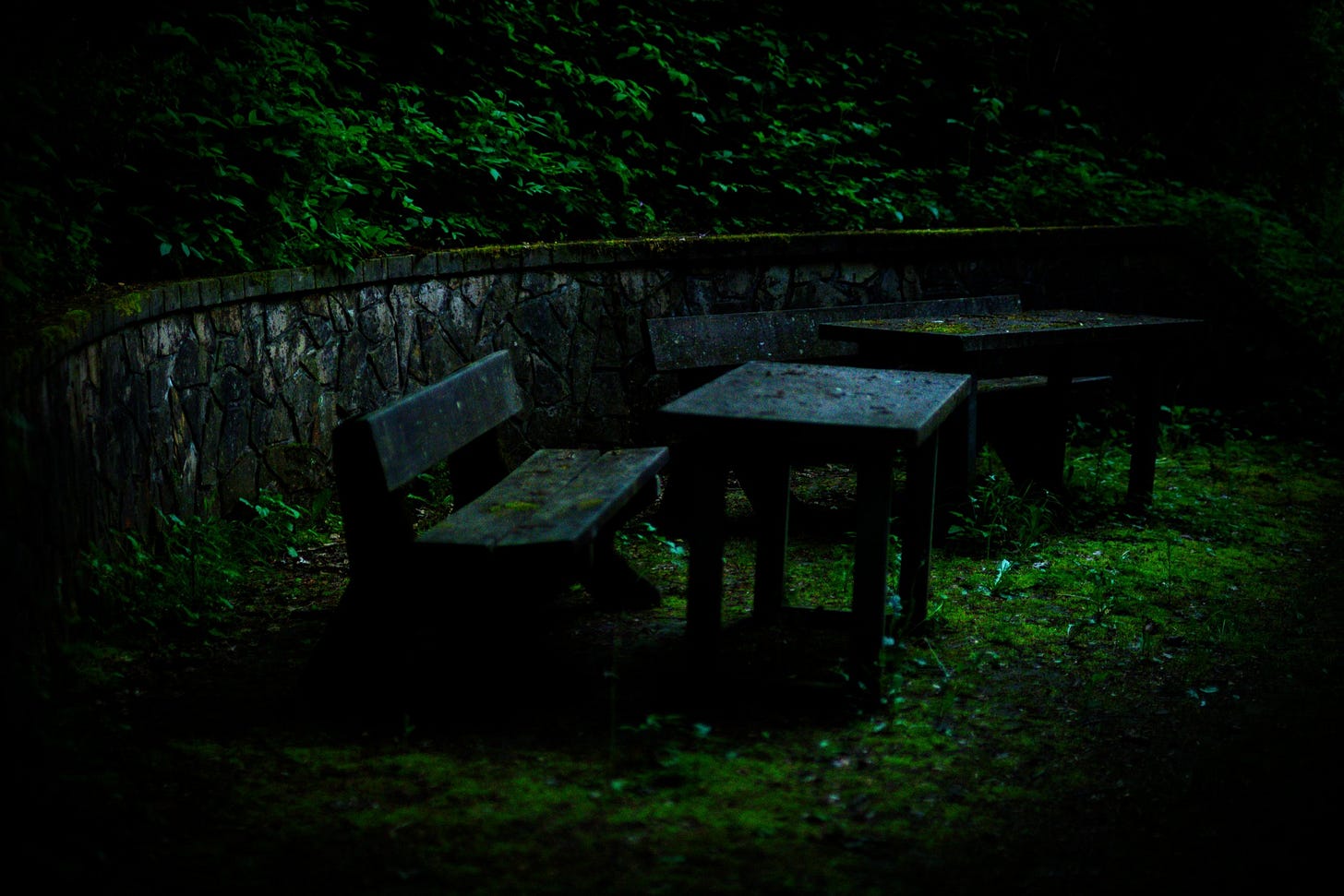 Dimly Lit Outdoor Seating Area Dimly Lit Outdoor Seating Area