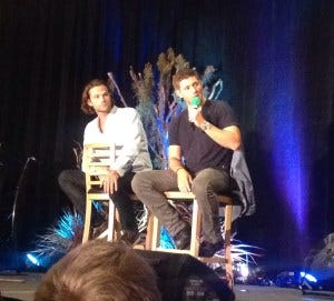 Listening intently to a fan's question