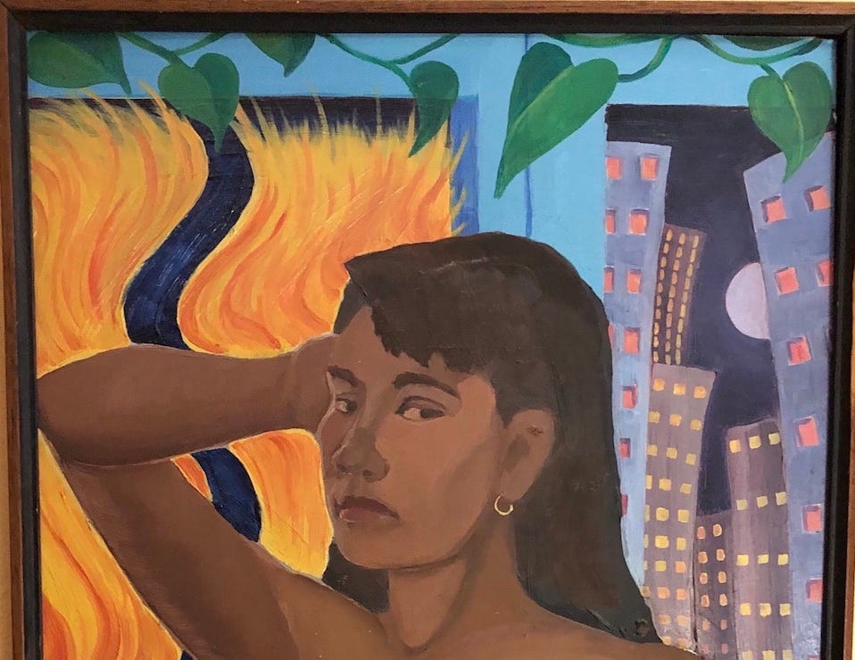 Top portion of Angeline's self portrait completed in 1989.