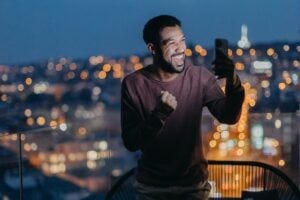 Cheerful man taking a selfie