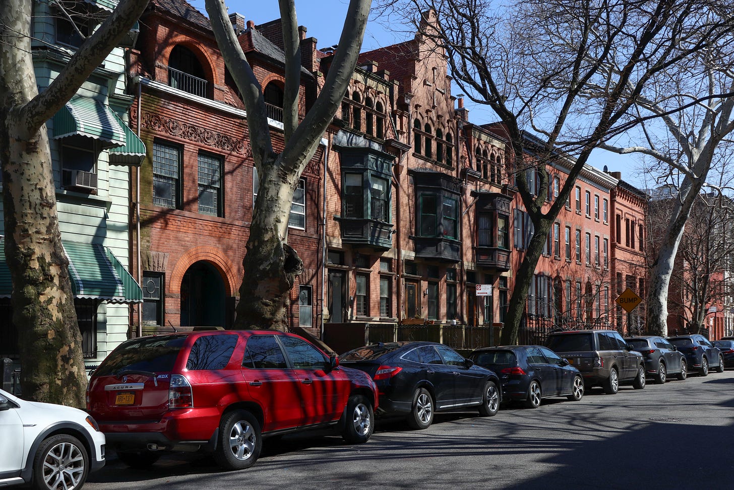 streetview of a row of houses