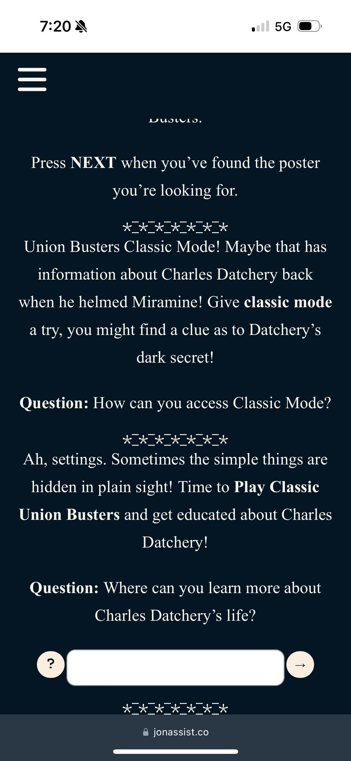 Screenshot of bizarre app instructions