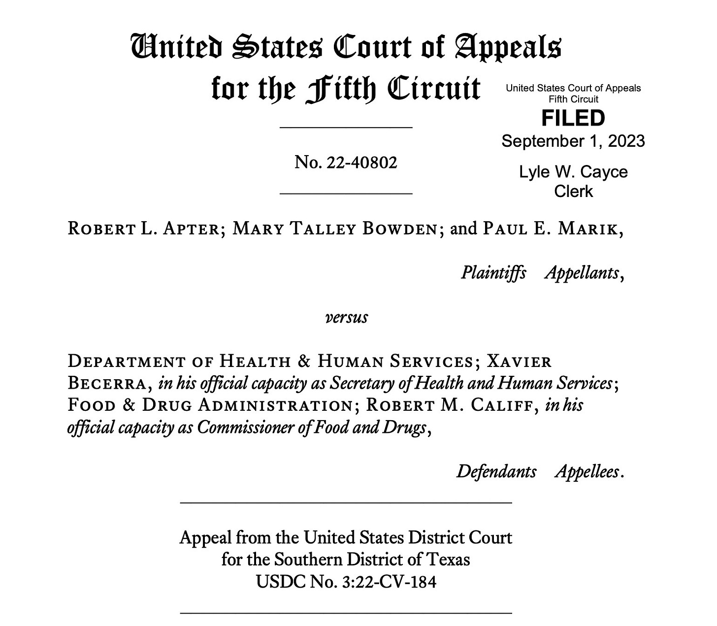 US Fifth Circuit Court of Appeals Reversal US Fifth Circuit Court of Appeals Reversal