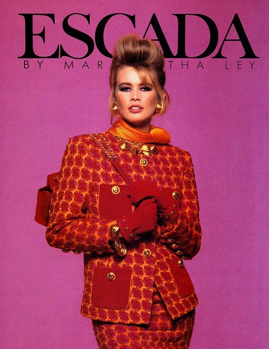 Claudia for Escada, 1991 – @supermodelshrine on Tumblr