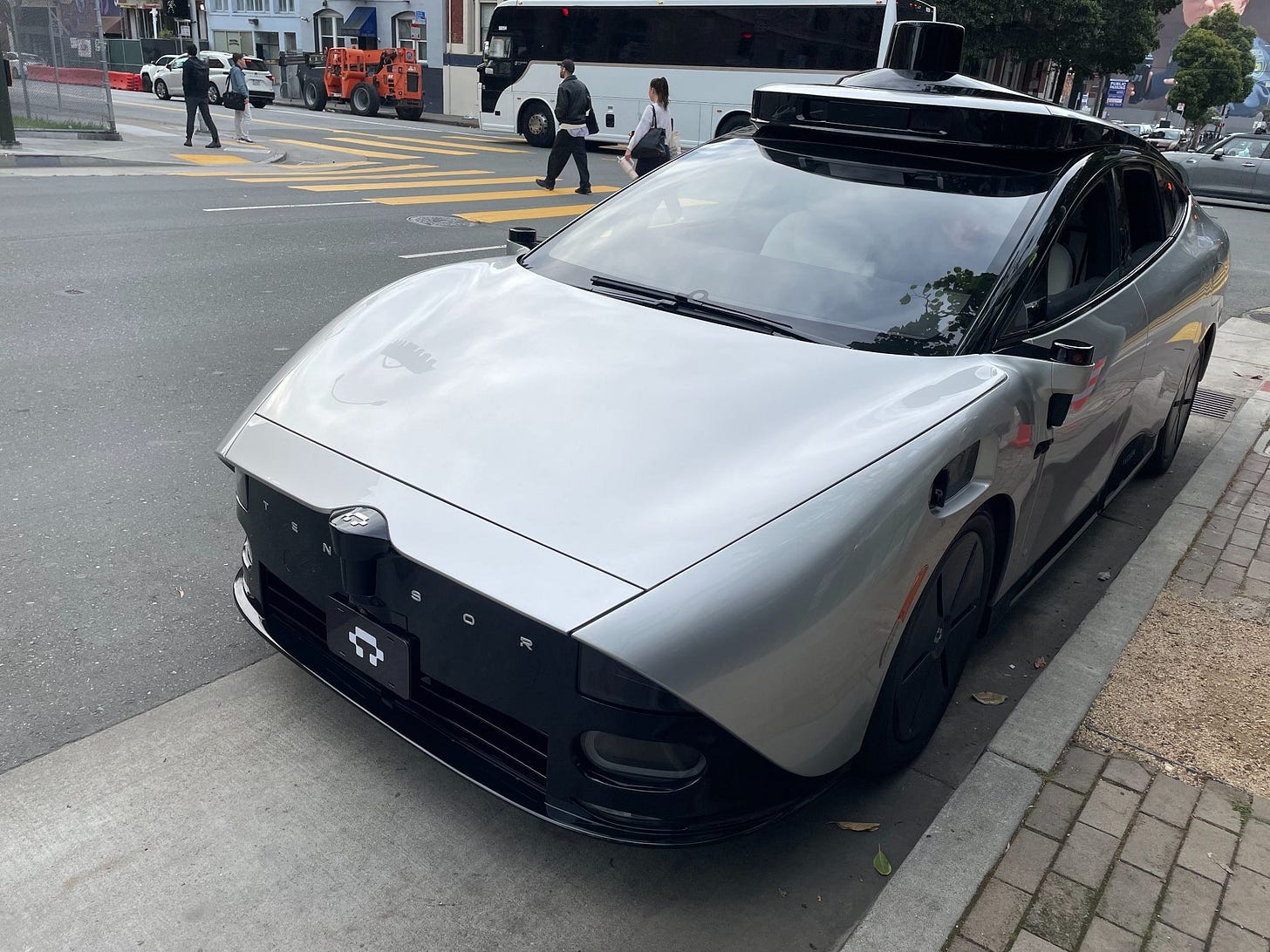 A Tensor prototype vehicle parked on a street in San Francisco.