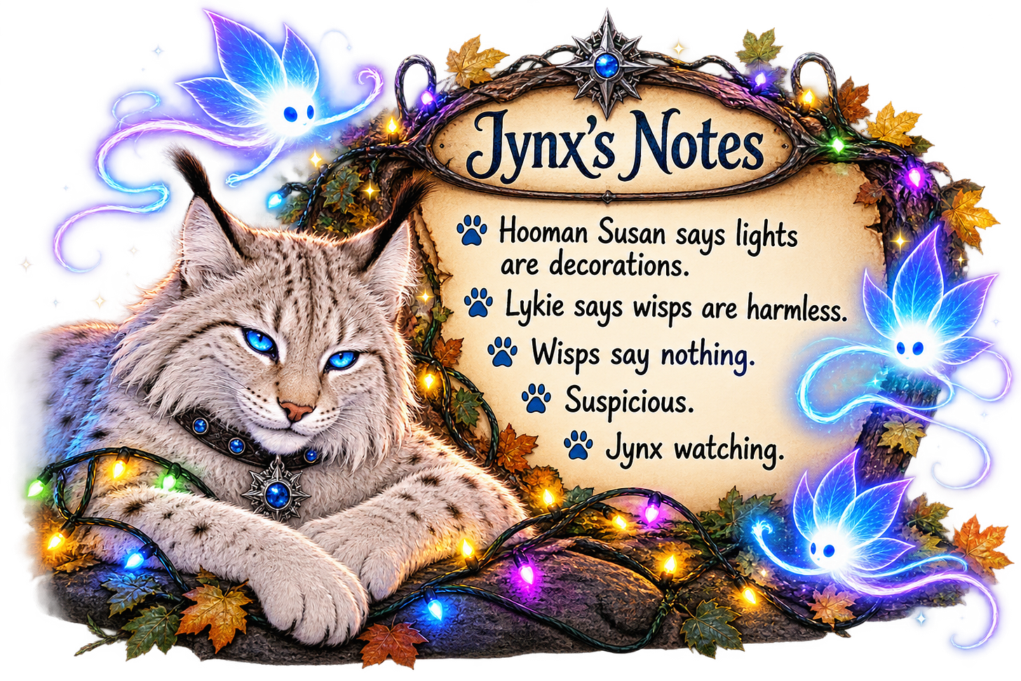 Hoooman Susan says lights are not real. Suspicious. Jynx watching. Hoooman Susan says lights are not real. Suspicious. Jynx watching.