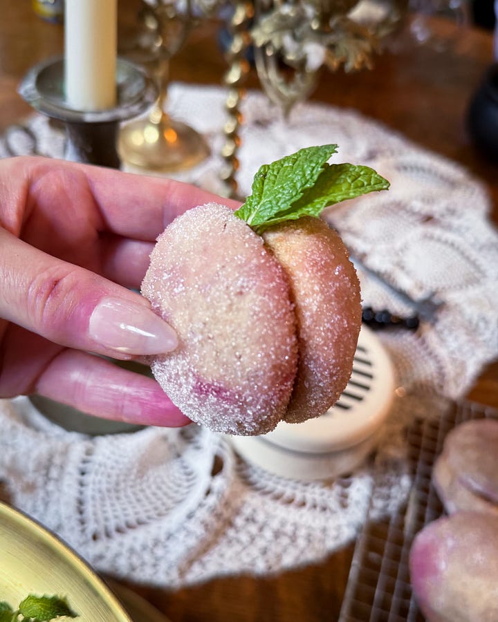 For process shots, the first is cookies, glazed drying on a cookie rack featuring the Fennel anise stars then the blood orange balls before they went into the oven then two shots of the sugar plums one before they were filled in the second is the end result with mint garnish