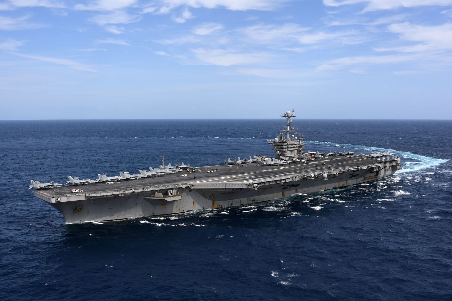 It’s Harry out there. USS_Harry_S._Truman_(CVN-75)_underway_in_the_Atlantic_Ocean_on_11_September_2018_(180911-N-EA818-2106)