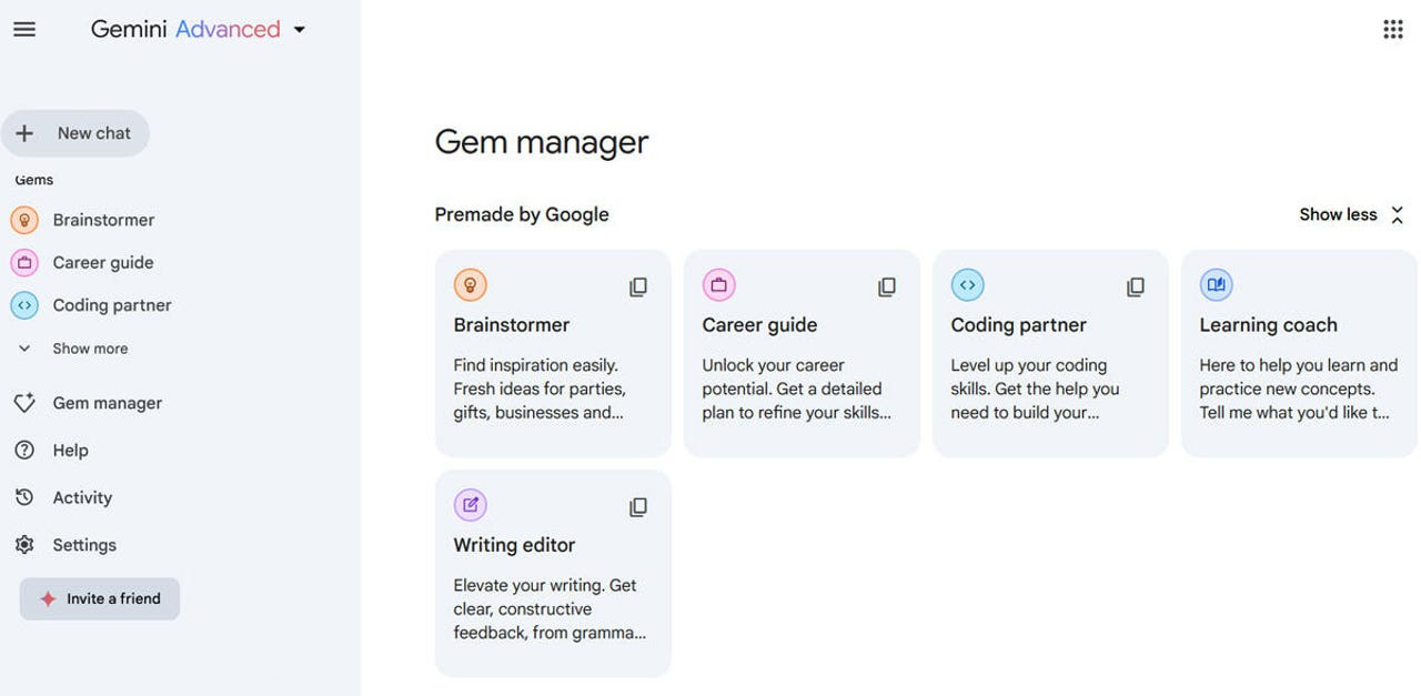 Access premade Gems through Gem manager