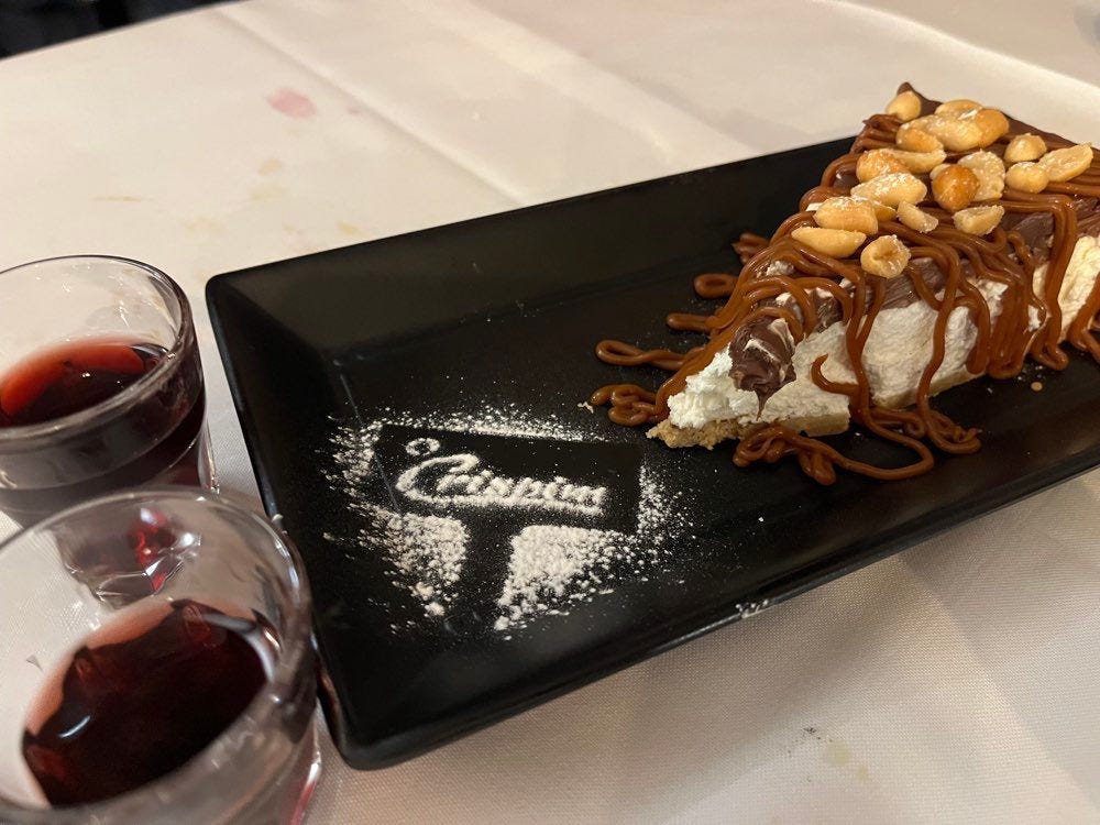 The cheesecake was incredibly light. Almost like whipped cream but with a cream cheese flavor. Delectable! The cheesecake was incredibly light. Almost like whipped cream but with a cream cheese flavor. Delectable!