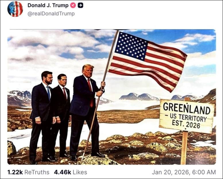Trump Shares Mocked-Up Image of U.S. Flag on Greenland