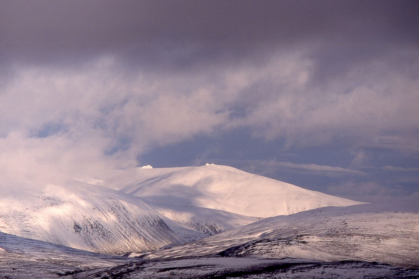 Ben Avon with its granite tors, seen from Morrone above Braemar