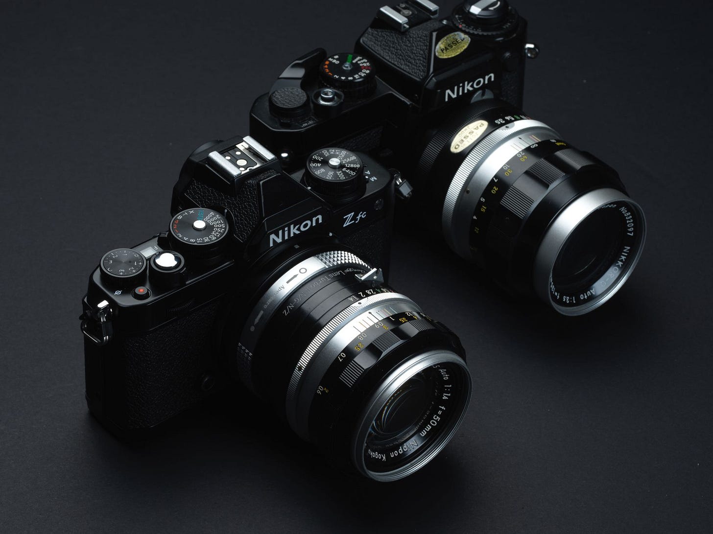 Nikon Zfc next to the Nikon FE Nikon Zfc next to the Nikon FE