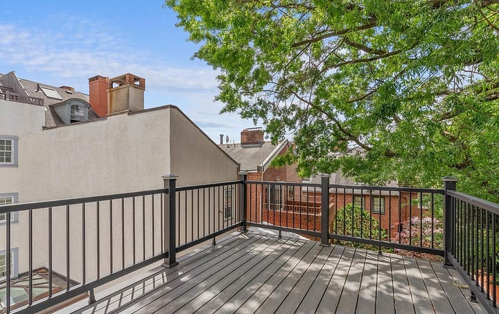 third-floor kitchenette and rear deck