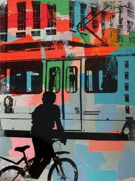 May be art of bicycle and text