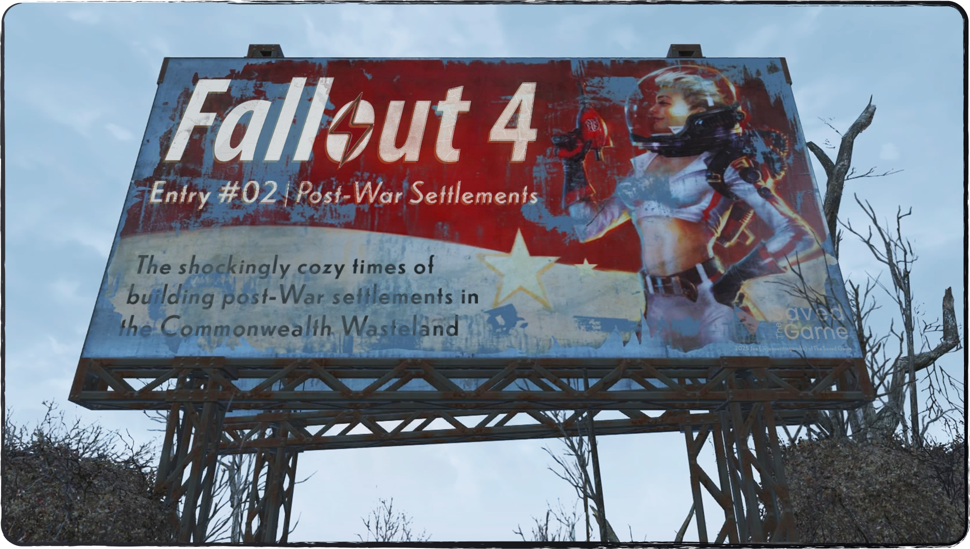 A header image, showing the title and description of the article on a billboard from the game: Fallout 4!