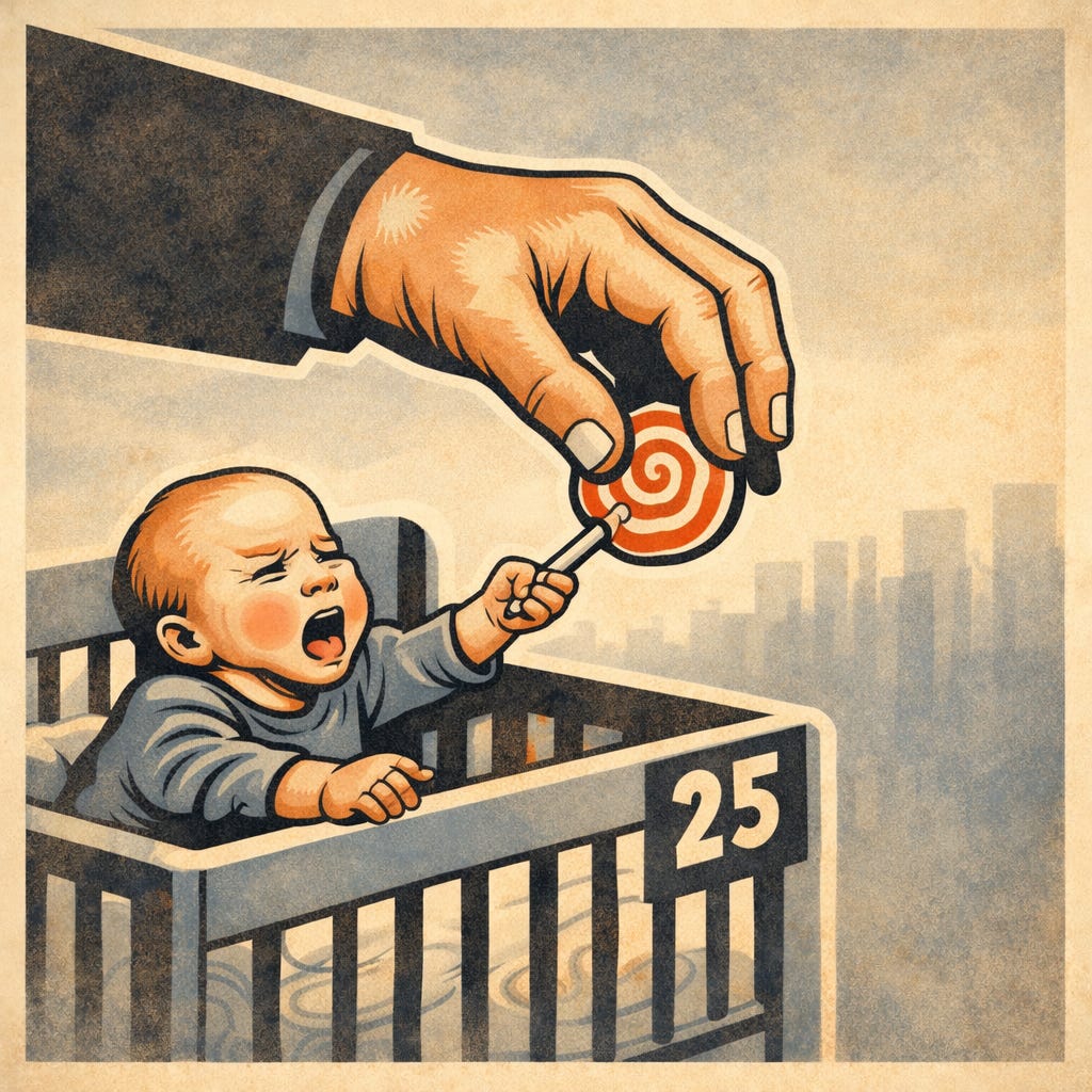 The system taking candy from a baby.