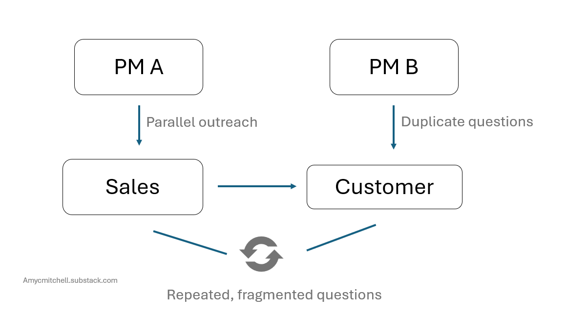 2 product managers just asking questions to the same customer