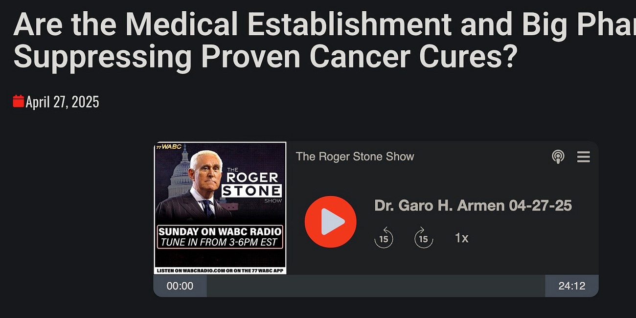 Roger Stone's Wife Beat Cancer: Non-Hodgkin lymphoma (NHL) Cured With The Joe Tippins Protocol