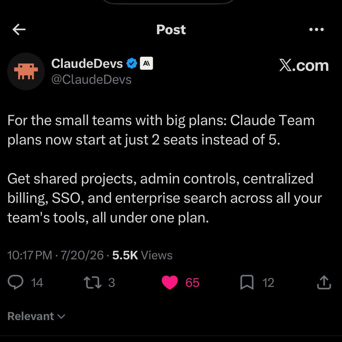 Claude Team-Plan startet jetzt ab 2 Sitzen statt 5