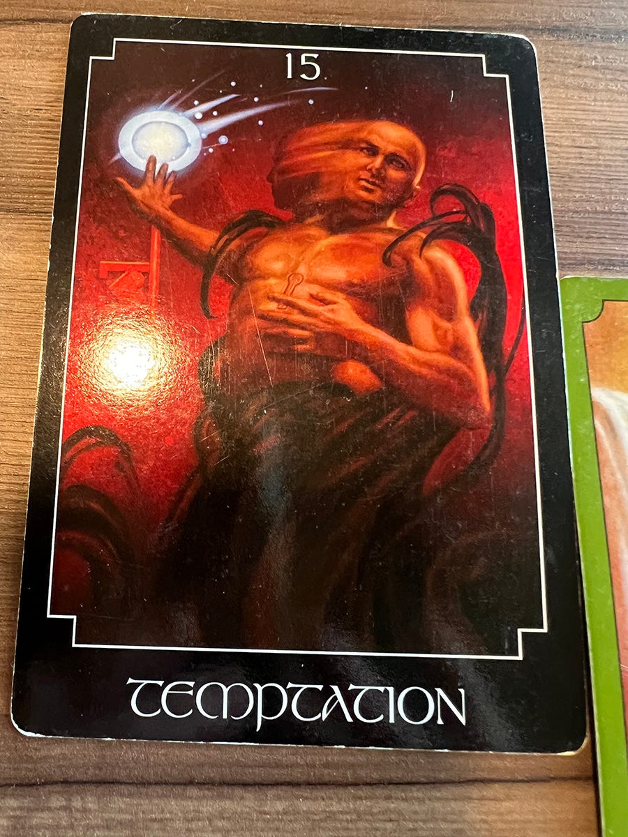 The Temptation card in the Psychic Tarot Deck - also the Devil card