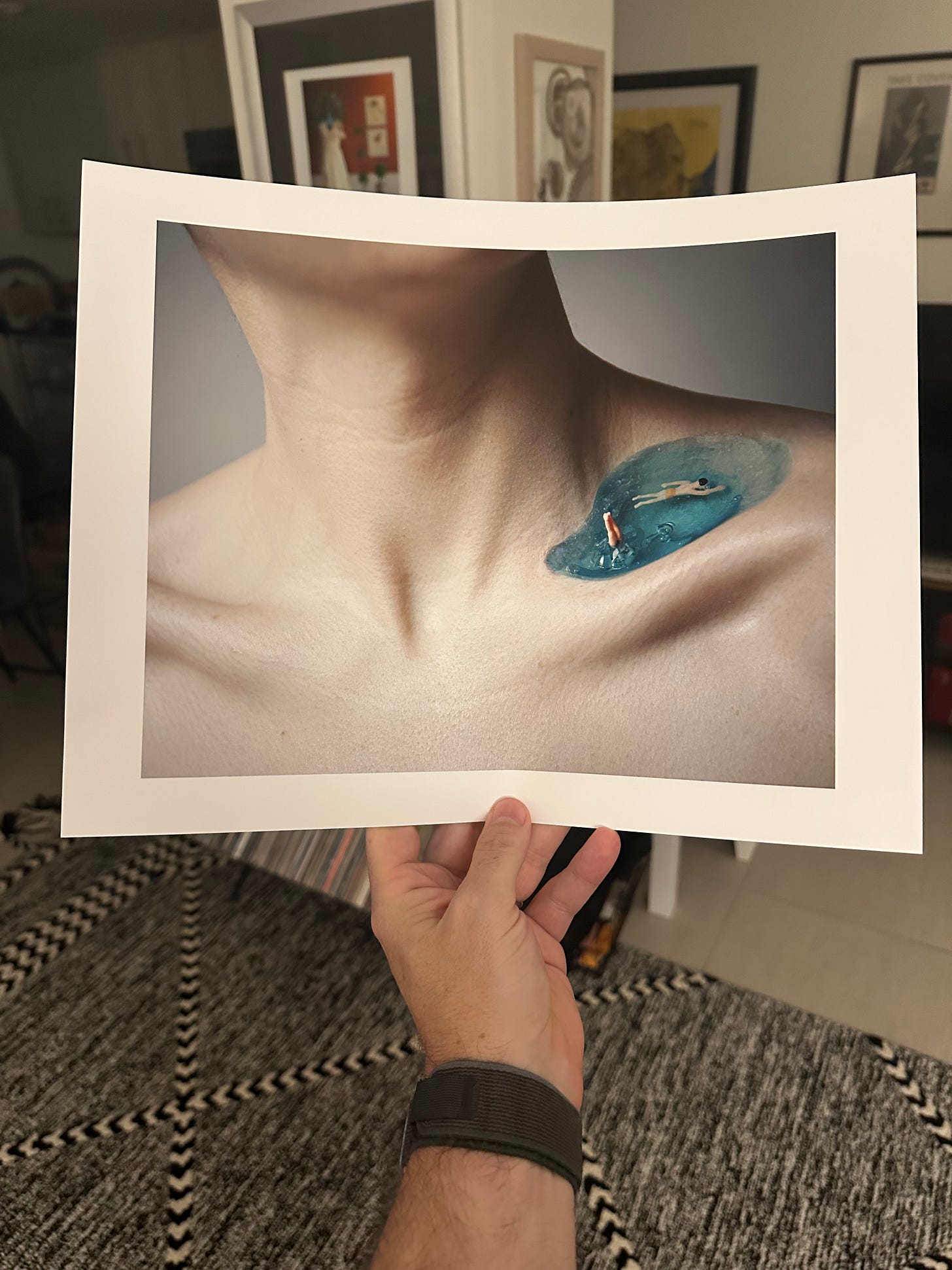 A printed photograph held in hand during the gallery printing process, showing the moment of realising the responsibility of printing someone else’s work. A printed photograph held in hand during the gallery printing process, showing the moment of realising the responsibility of printing someone else’s work.