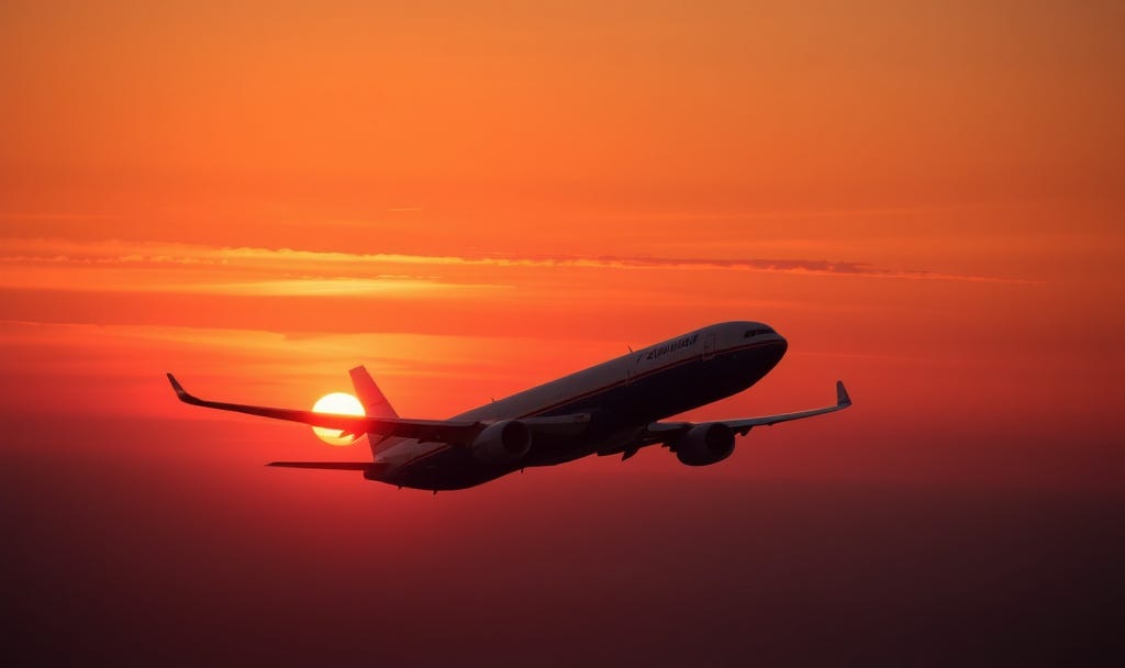 Airplane at Sunset
