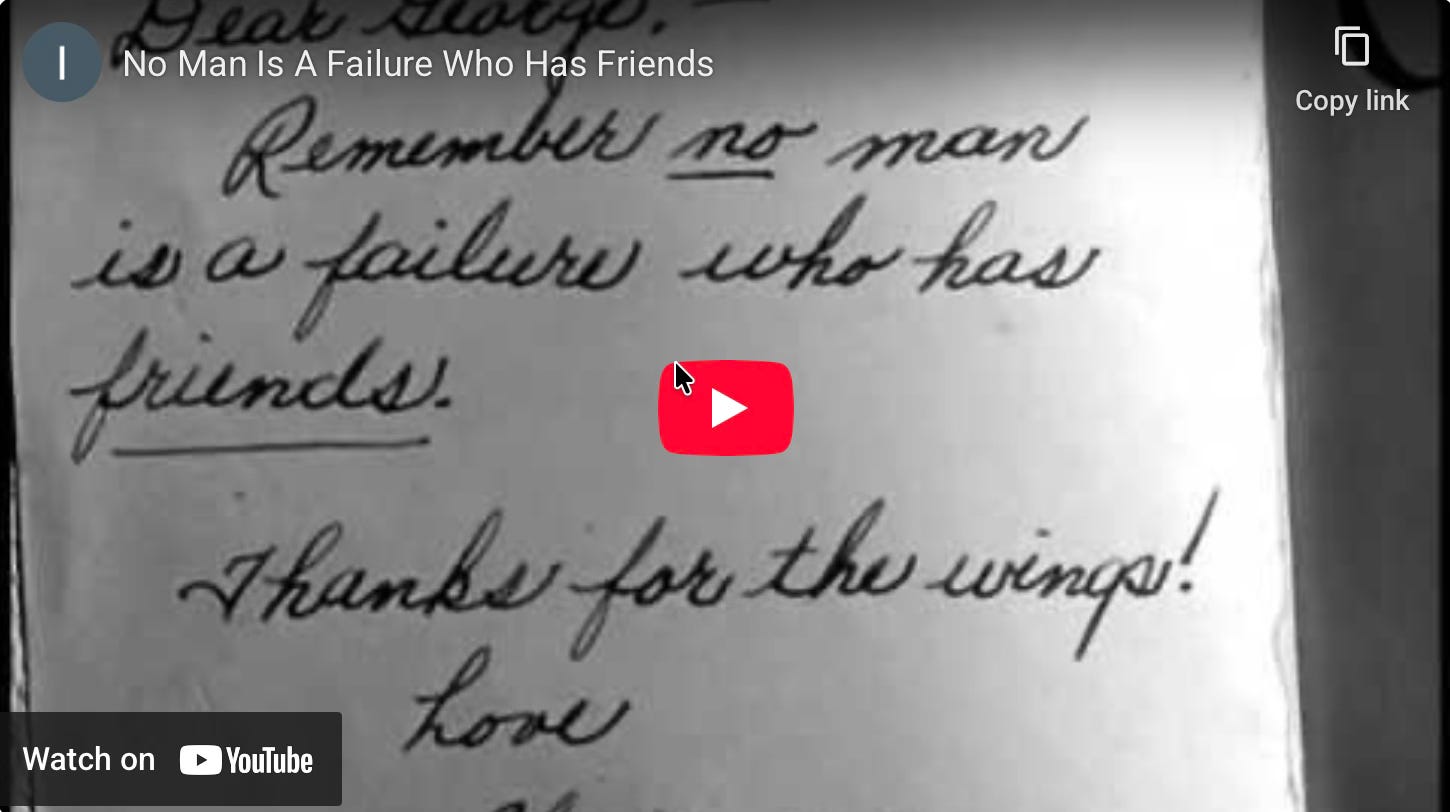 Still from the final scene of It's a Wonderful Life; clicking it leads to YouTube video.