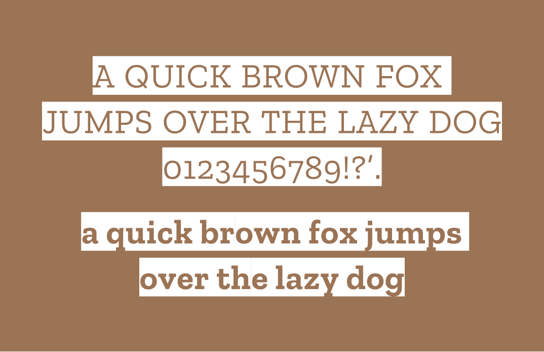 Regular, italic, and highlight versions of Zilla Slab