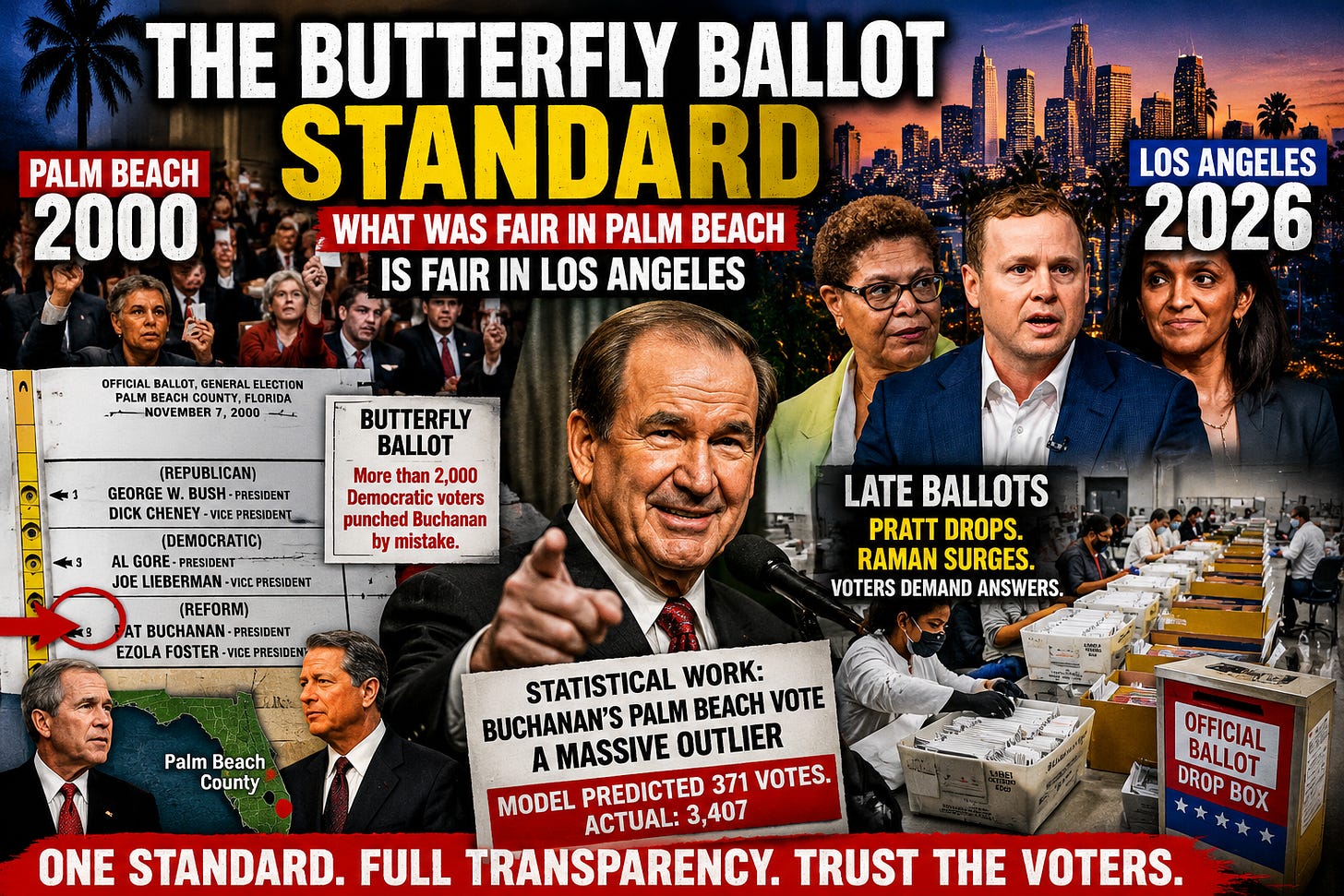 Democrat Ballot Hypocrisy Exposed: Palm Beach 2000 proved election anomalies deserve scrutiny. Los Angeles 2026 deserves the same standard. Democrat Ballot Hypocrisy Exposed: Palm Beach 2000 proved election anomalies deserve scrutiny. Los Angeles 2026 deserves the same standard.