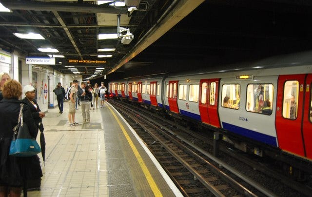 live facial recognition — District Line platform at Victoria Underground Station, photo by N Chadwick / CC BY-SA 2.0 (Wikimedia Commons) live facial recognition — District Line platform at Victoria Underground Station, photo by N Chadwick / CC BY-SA 2.0 (Wikimedia Commons)