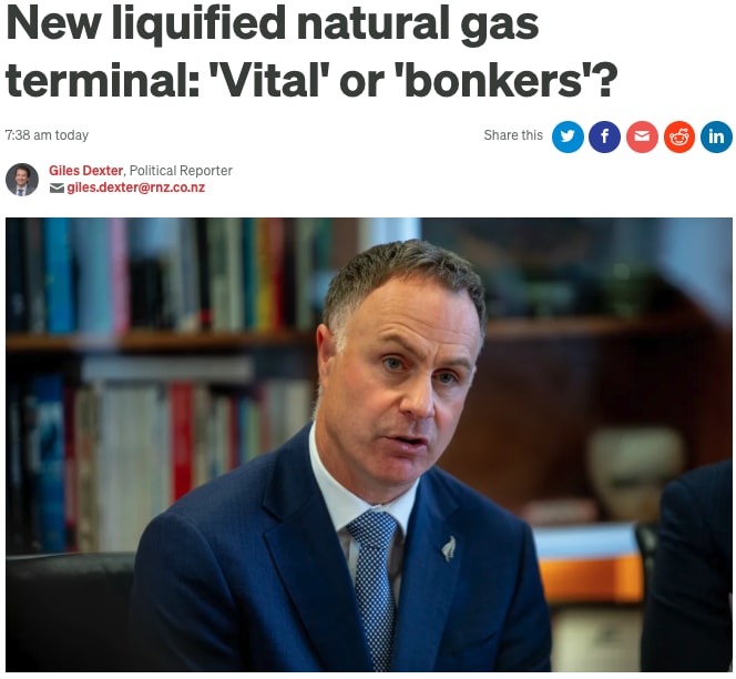 Headline: "New liquefied natural gas terminal: 'Vital' or 'bonkers'?" Headline: "New liquefied natural gas terminal: 'Vital' or 'bonkers'?"